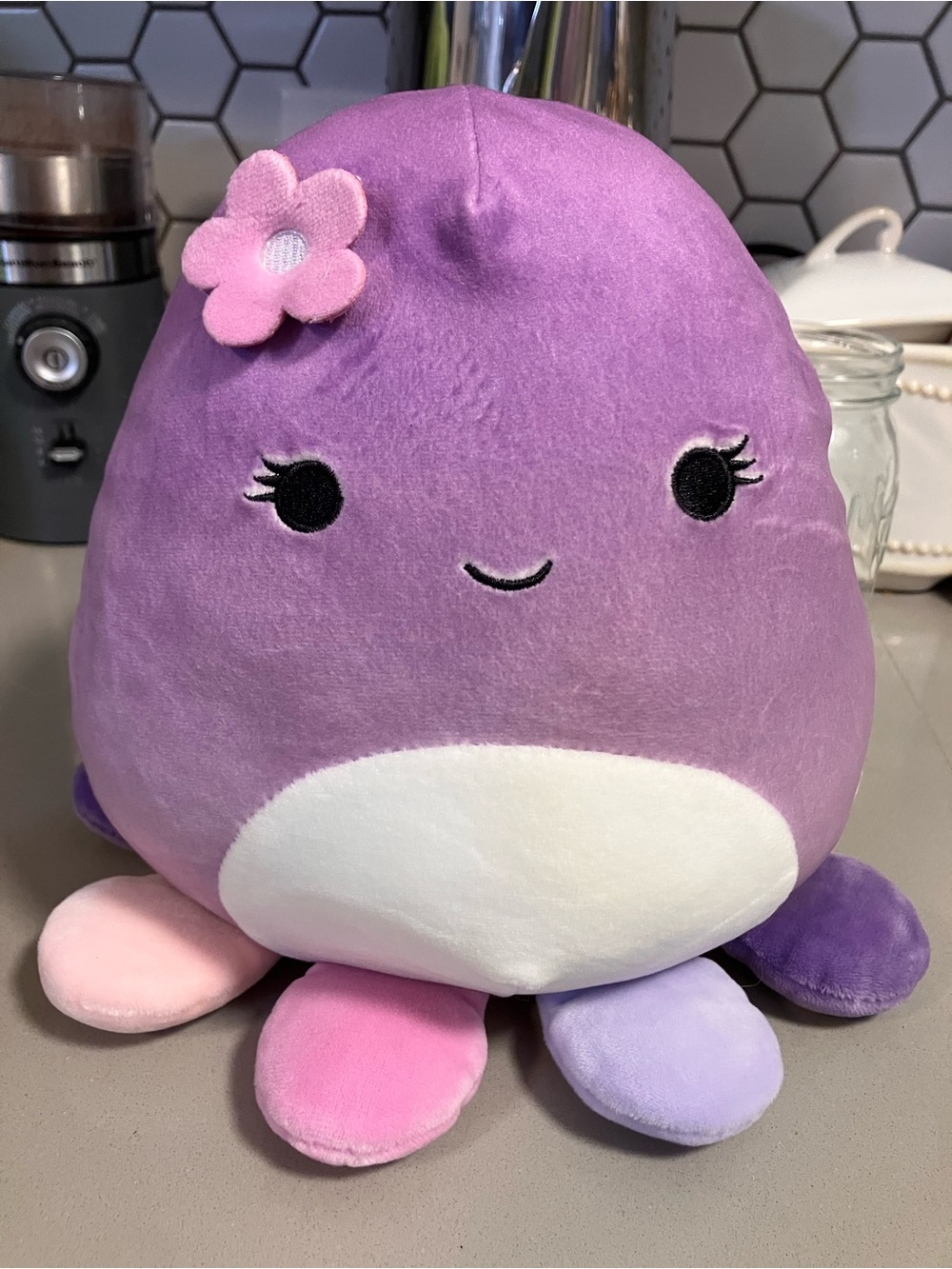Squishmallows Purple Octopus Plush with Pink Flower Accent
